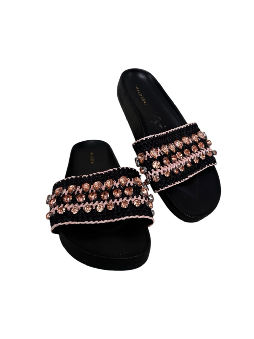 Halogen Raffia Crystal Beach Pool Sandal Slide - Picture 9 of 9